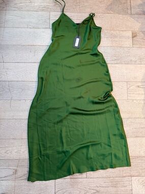 All Saints Bryony dress forestGreen Satin Slip Dress